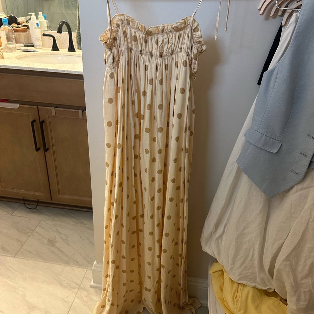 Butter Yellow Maxi Dress with Polka Dots